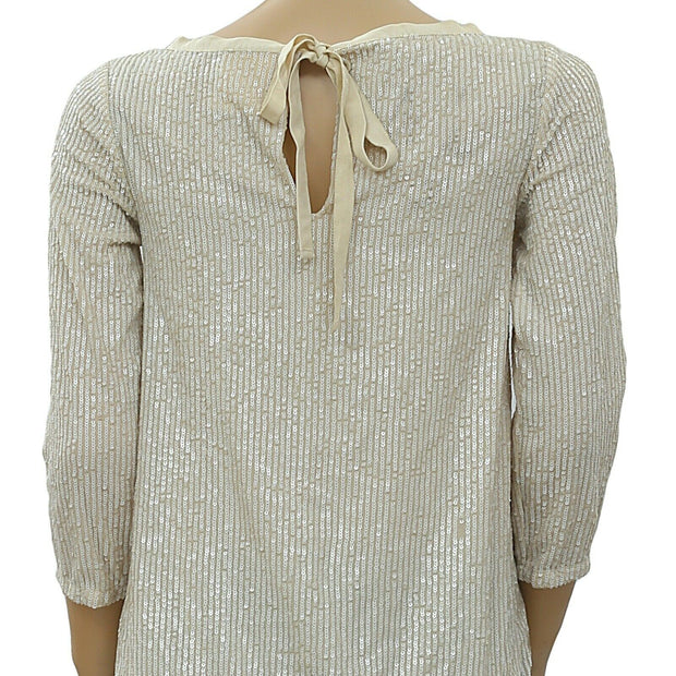 Semicouture Beige Sequin Blouse Top