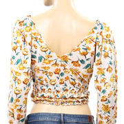 Urban Outfitters UO Floral Printed Cropped Blouse Top