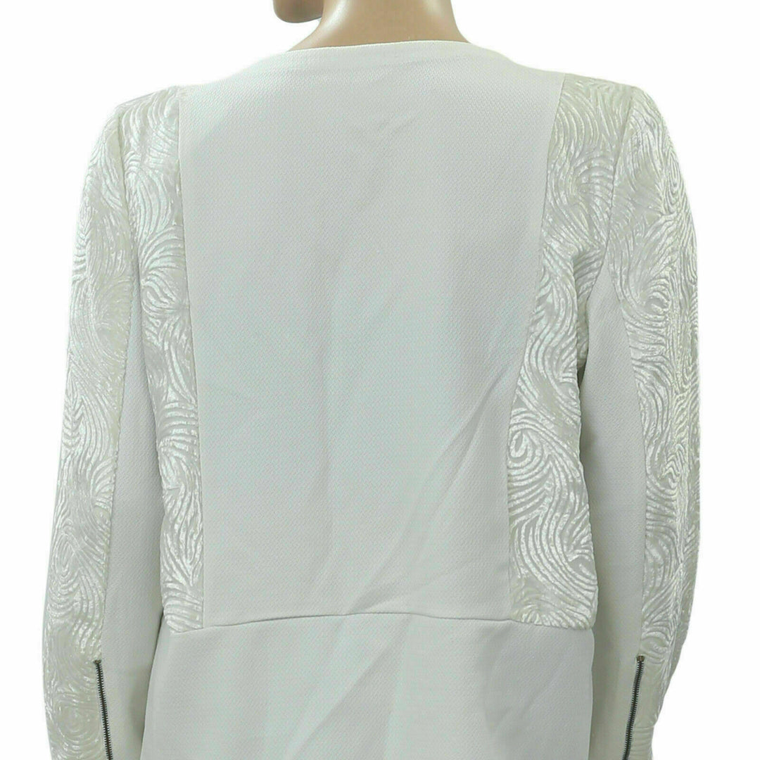 Anthropologie Velvet White Coatigan Jacket Top Oversized S