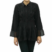 Uterque Embroidered Black Tunic Shirt Top