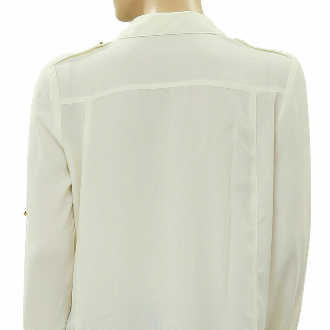 Anthropologie Buttondown Ivory Tunic Shirt Top