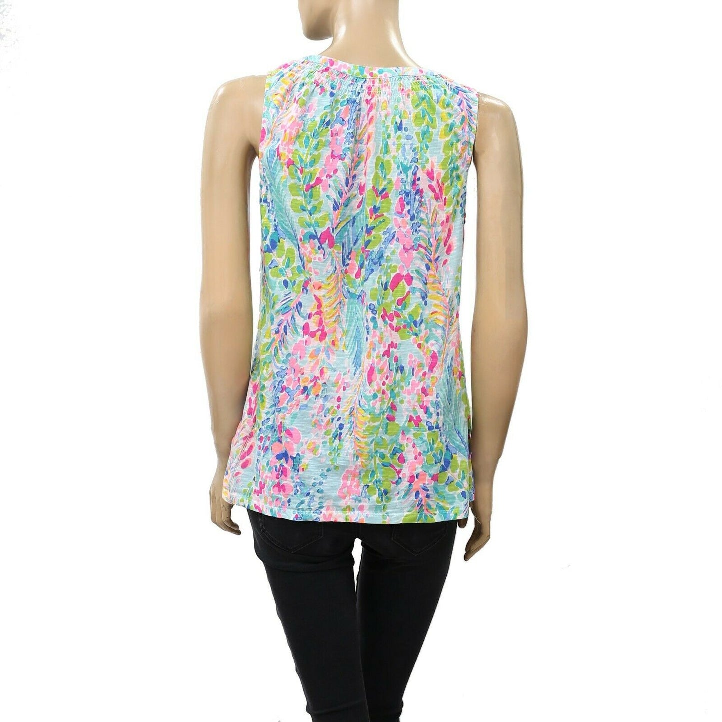 Lilly Pulitzer Essie Multi Catch The Wave Printed Tank Blouse Top