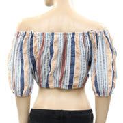 ULLA JOHNSON Striped Printed Cropped Top