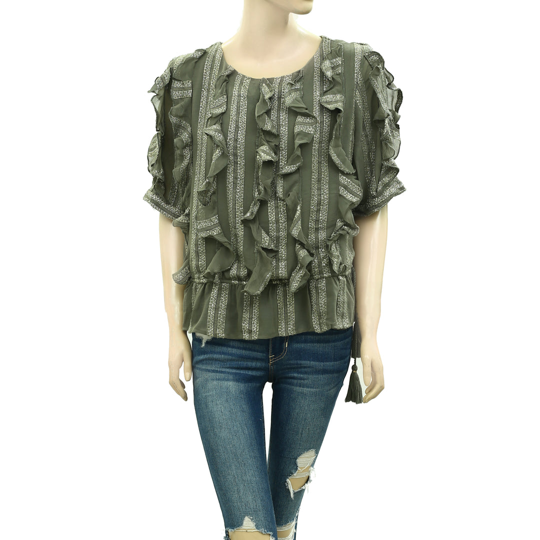 MISA Los Angeles Sedona Ruffle Blouse Top