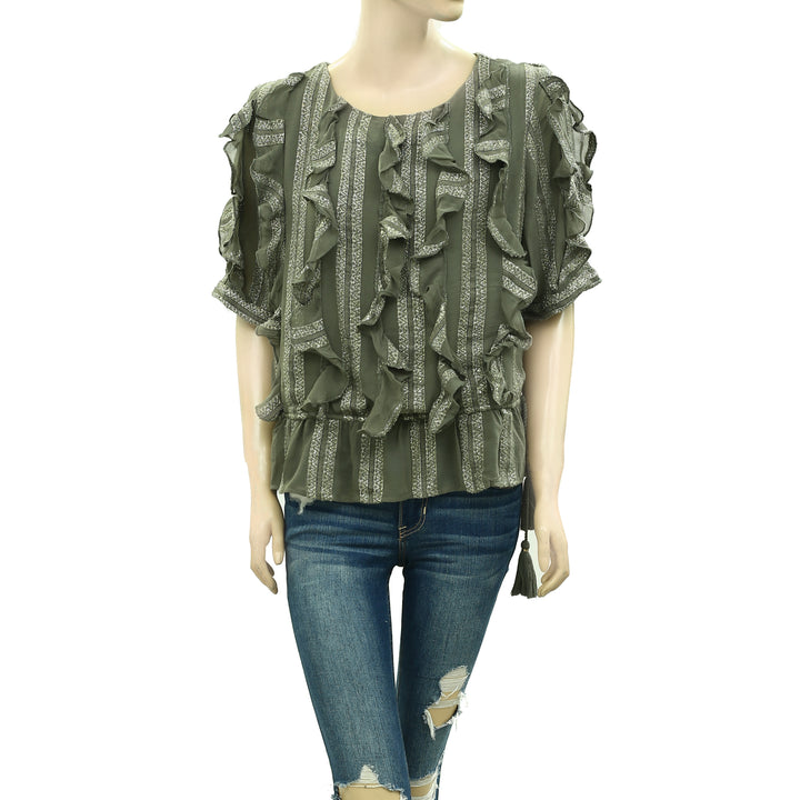 MISA Los Angeles Sedona Ruffle Blouse Top