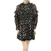 Uterque Zara Dot Metallic Shimmer Embroidered Mini Dress