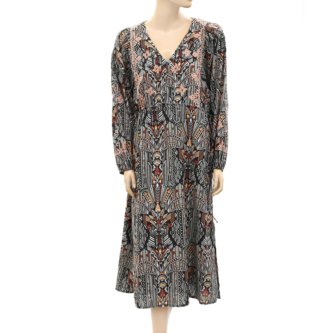 Odd Molly Anthropologie Floral Embroidered Printed Midi Dress White Chocolate Couture Odd Molly Anthropologie Floral Embroidered Printed Midi Dress White Chocolate Couture