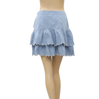 Ulla Johnson Ella Tiered Embroidered Mini Skirt