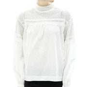 A.L.C. Solid Crochet Lace White Blouse Top