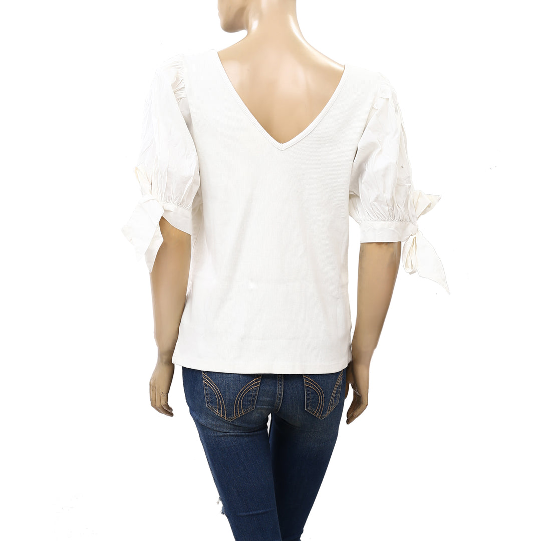 Maeve Anthropologie Puff-Sleeved Blouse Top