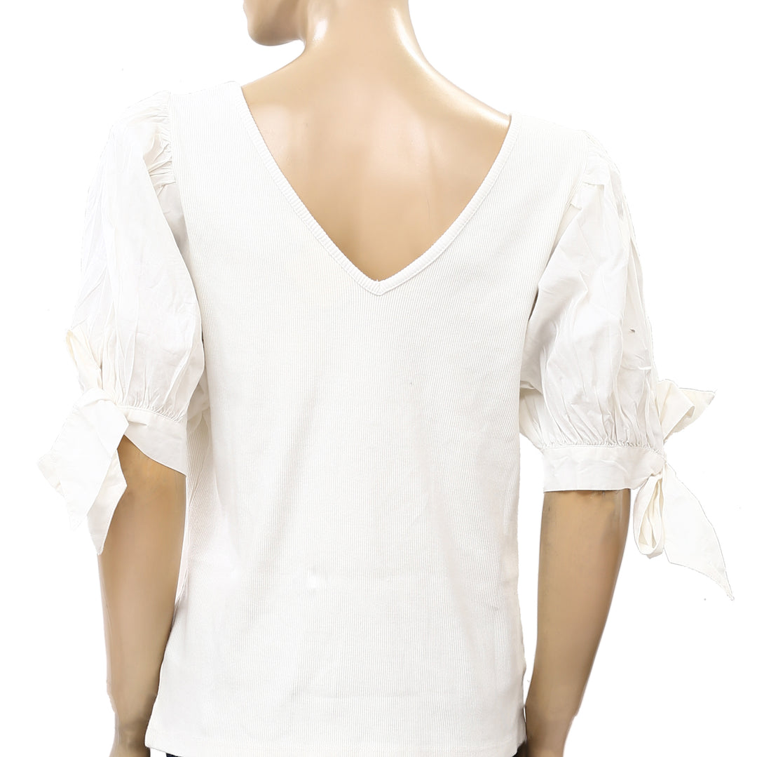 Maeve Anthropologie Puff-Sleeved Blouse Top