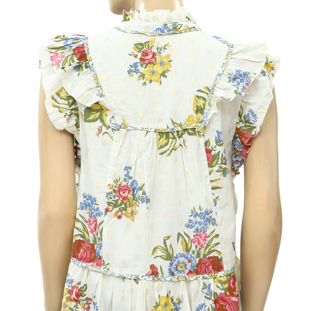 Love The Label Anthropologie Helena Ruffle Floral Print Blouse Top