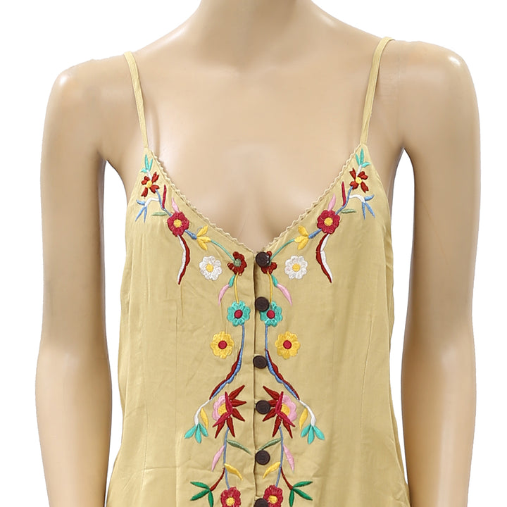 Urban Outfitters Floral Embroidered Cami Tunic Top S-4