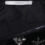 Uterque Velvet Embroidered Blouse Top