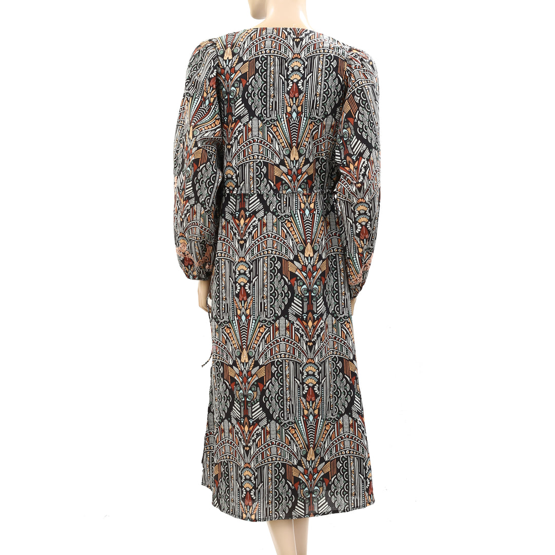 anthropologie floral embroidered dress Anthropologie Womens Dress Sz 0 White V-Neck Floral Embroidered Pockets Side Zip