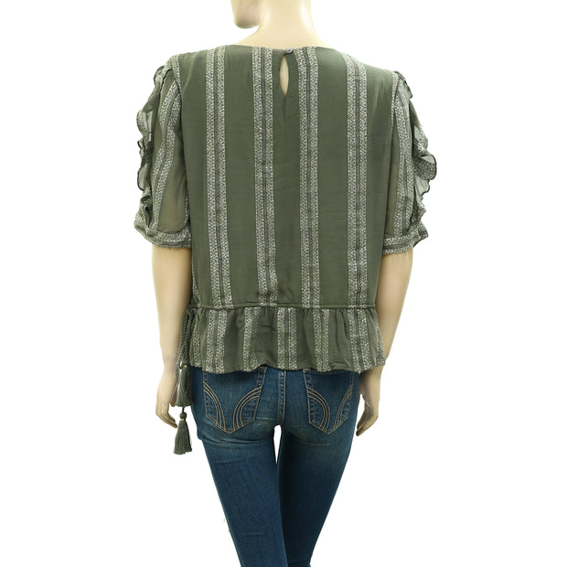 MISA Los Angeles Sedona Ruffle Blouse Top