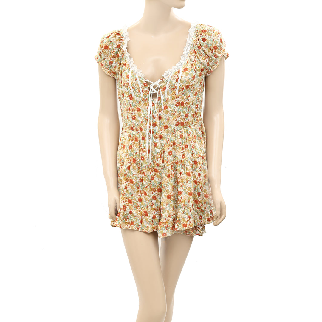Urban Outfitters UO Floral Lilly Tie-Front Playsuit Romper Dress