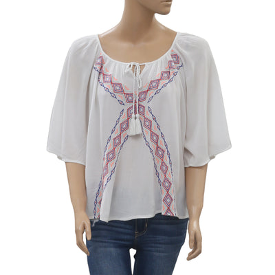 Anthropologie Embroidered Blouse Top M
