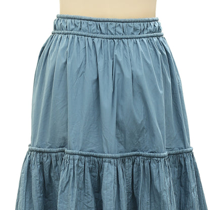 Ulla Johnson Blue Pintuck Cotton-voile Midi Skirt