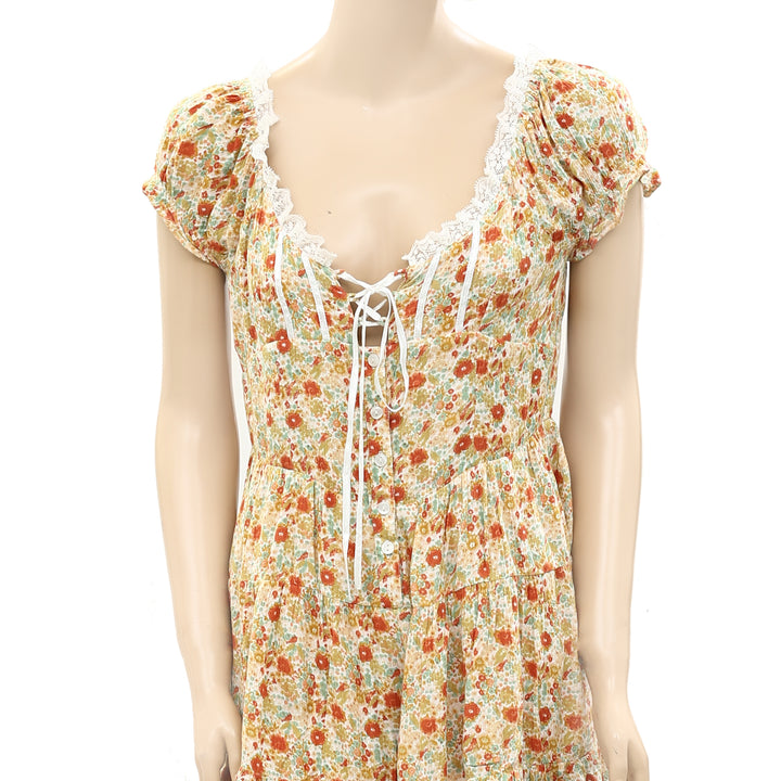 Urban Outfitters UO Floral Lilly Tie-Front Playsuit Romper Dress
