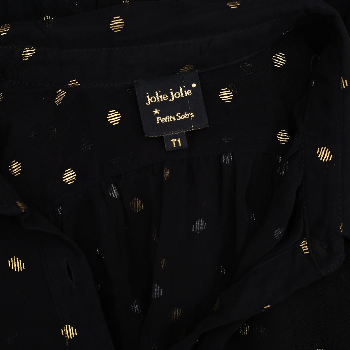 Petite Mendigote Paris Shimmer Black Shirt Tunic Top