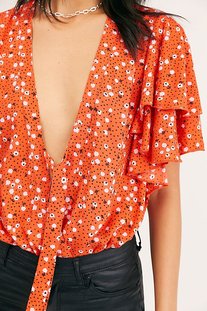 Intimately Free People Call Me Later Printed Bodysuit Top