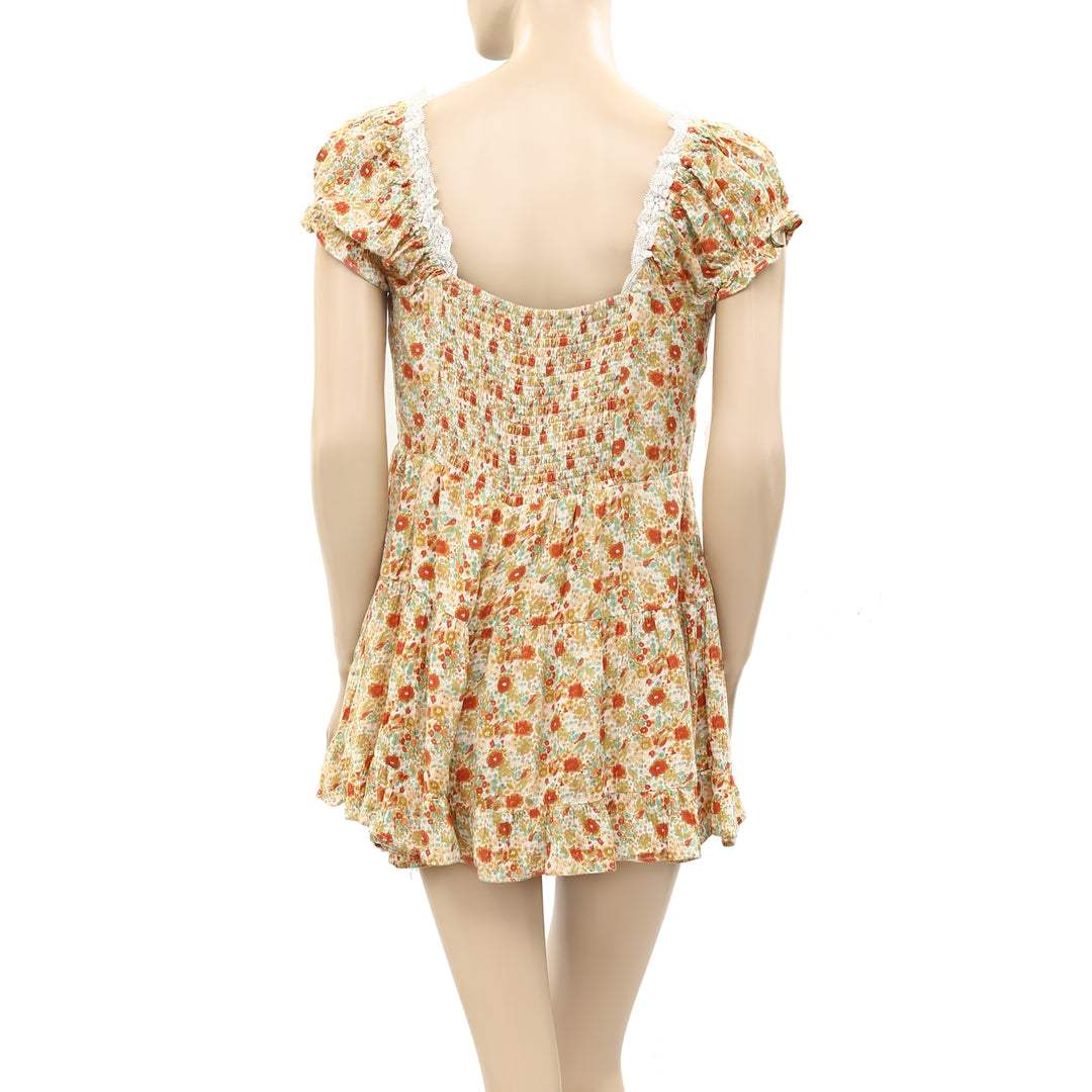 Urban Outfitters UO Floral Lilly Tie-Front Playsuit Romper Dress