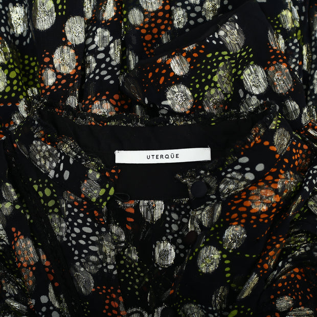 Uterque Zara Dot Metallic Shimmer Embroidered Mini Dress
