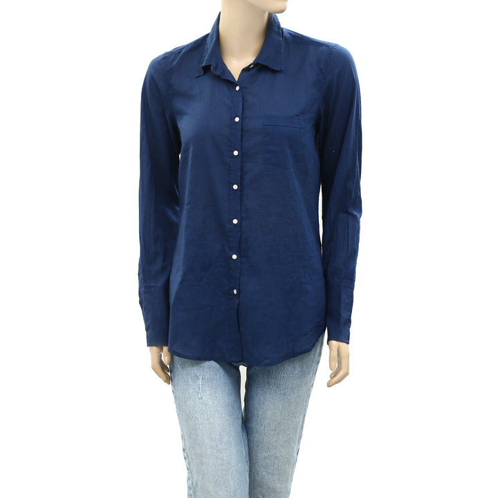 Nili Lotan Cotton Voile NL Buttondown Shirt Blouse Top