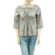 Odd Molly Anthropologie Solid Ruched Shirt Blouse Top