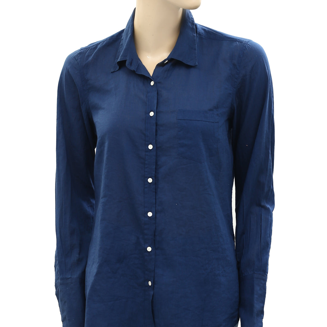 Nili Lotan Cotton Voile NL Buttondown Shirt Blouse Top