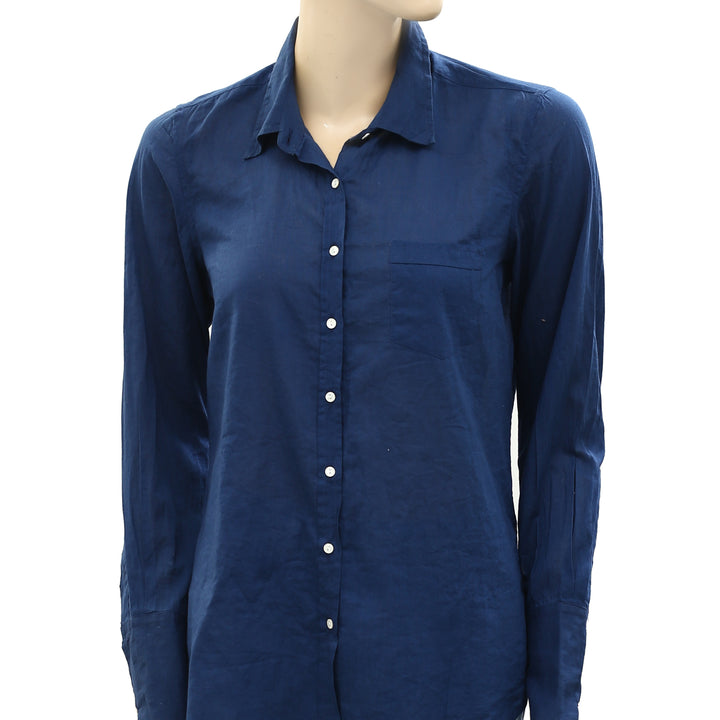 Nili Lotan Cotton Voile NL Buttondown Shirt Blouse Top