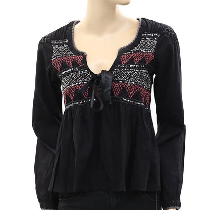 Odd Molly Anthropologie Embroidered Embellished Blouse Top
