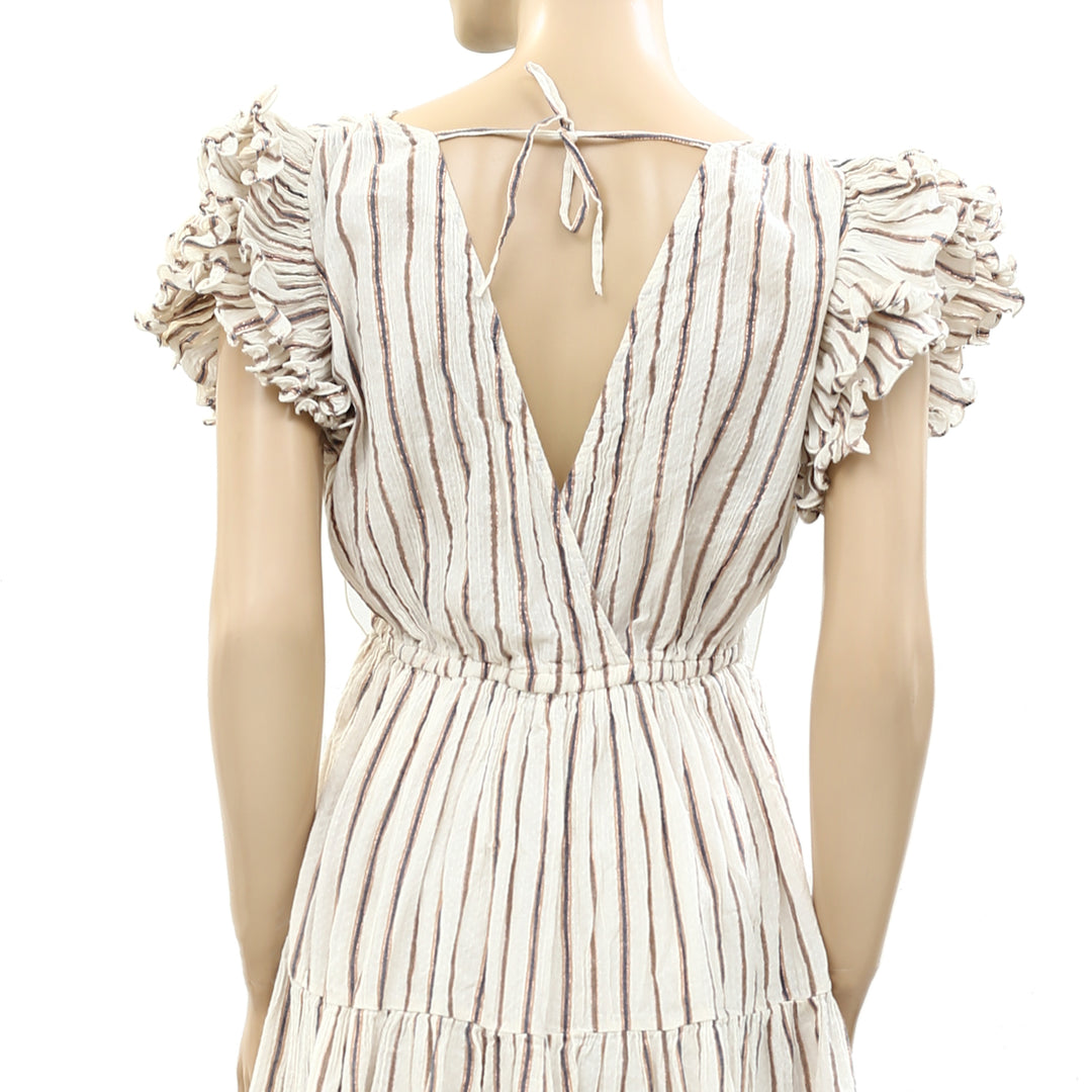 Ulla Johnson Metallic Striped Mini Tunic Dress