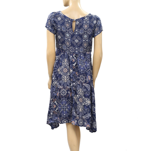 Odd Molly Anthropologie High & Low Floral Printed Cutout Mini Dress