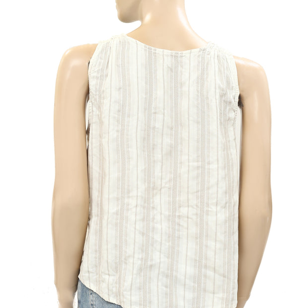 Free People By My Side Striped Printed Sleeveless Blouse Top