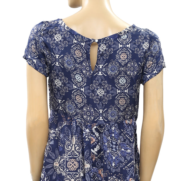 Odd Molly Anthropologie High & Low Floral Printed Cutout Mini Dress