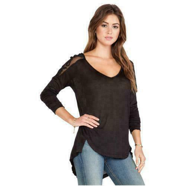 Free People The Gatsby Black Blouse Top XS