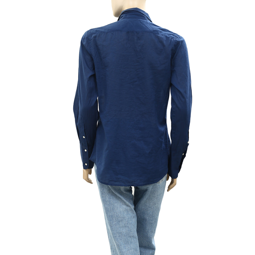 Nili Lotan Cotton Voile NL Buttondown Shirt Blouse Top