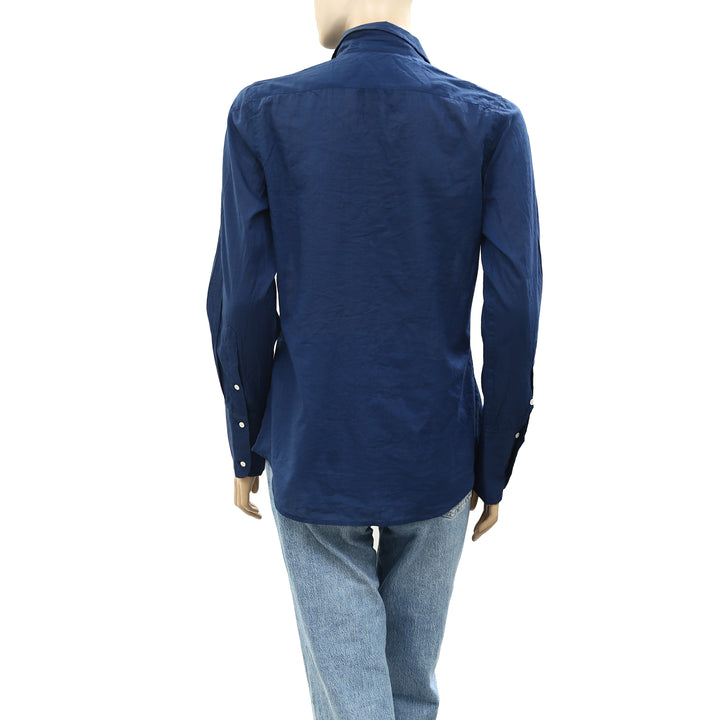 Nili Lotan Cotton Voile NL Buttondown Shirt Blouse Top