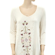 Caite Anthropologie Floral Embroidered Tunic Top