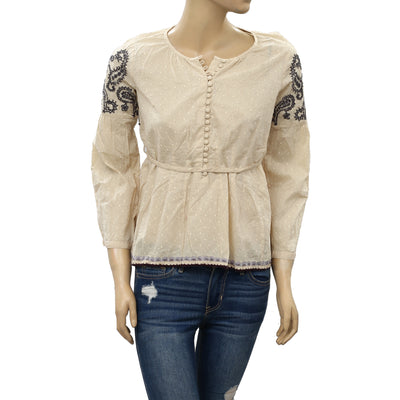 Odd Molly Anthropologie Swiss Dot Embroidered Blouse Top