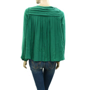 HappyXNature Kate Hudson Green Pleated Blouse Top