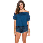 Free People Women's Santorini Blue Blouse Top