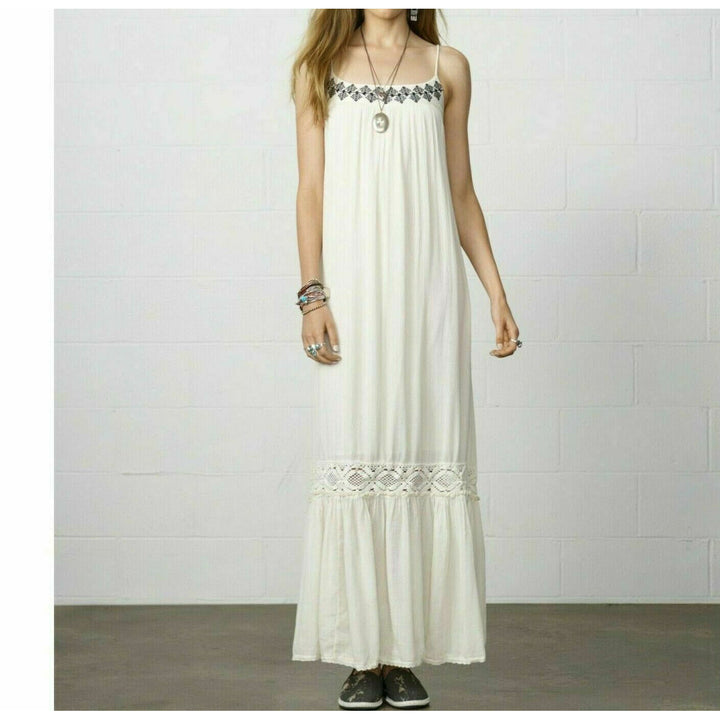 Denim & Supply Ralph Lauren Embroidered Ivory Maxi Dress