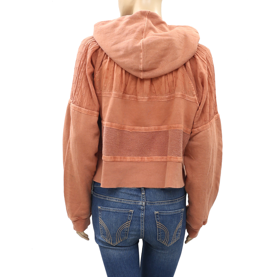 Free People Piper Pieced Crop Pullover Hoodie Top