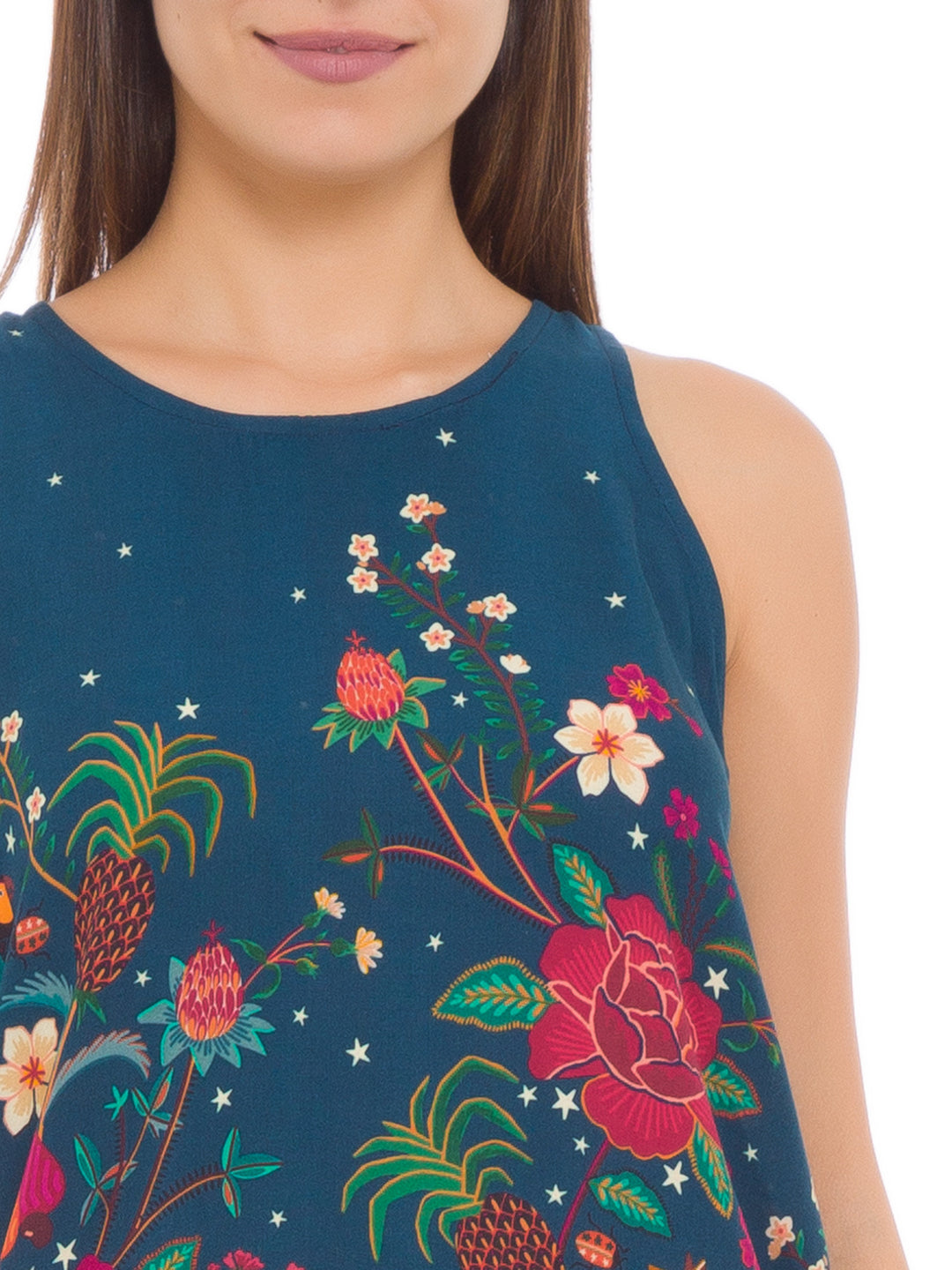 Farm Rio Anthropologie Flower Night Tank Blouse Top