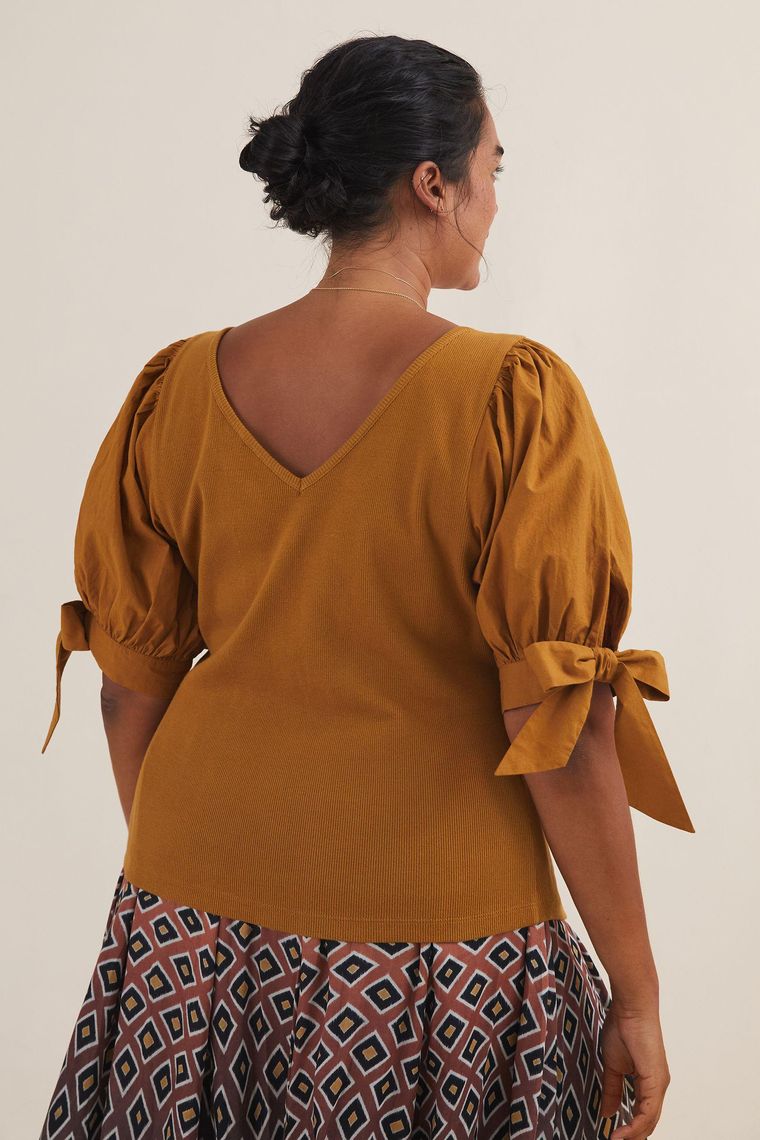 Maeve Anthropologie Puff-Sleeved Blouse Top