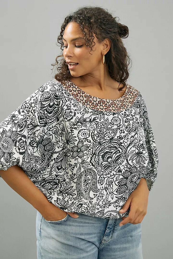 Anthropologie Samia Eye Catching Print Oversized Blouse Top