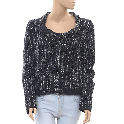 BCBGMAXAZRIA Knitted Tweed Sweater Top